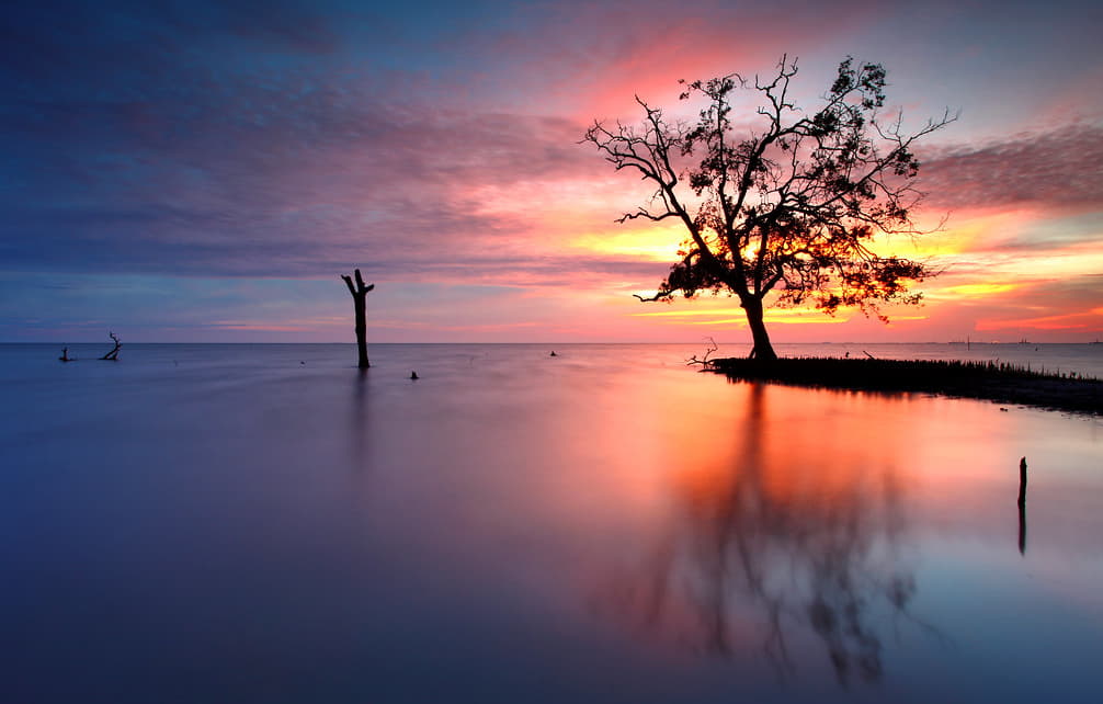 sunset pantai morib